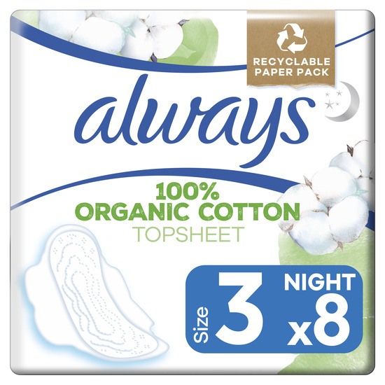 Always Cotton Protection Ultra Natt Bindor 8 st