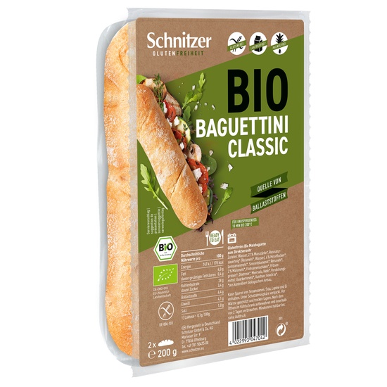 Schnitzer Glutenfritt Ekologisk Baguettini Bianco Ready To Eat 200 g