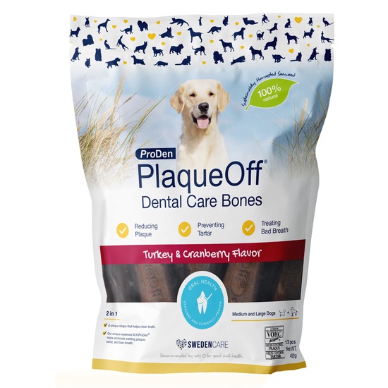 Swedencare PlaqueOff Dental Bones Turkey & Cranberry 13 st