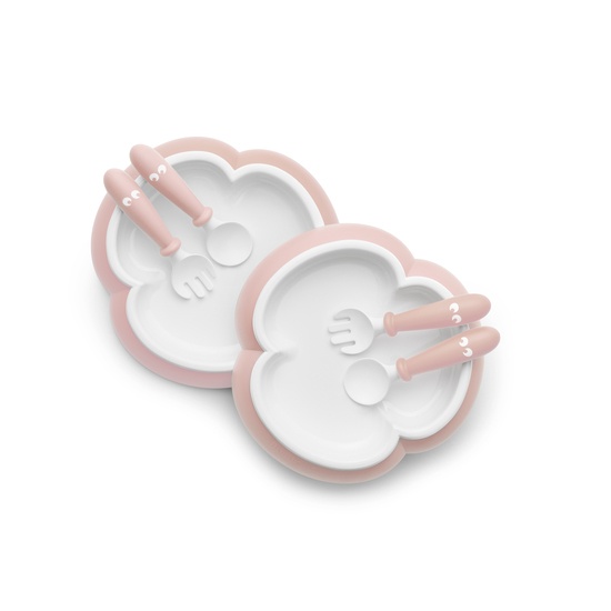 BabyBjörn Barntallrik Sked och Gaffel Rosa 2-pack