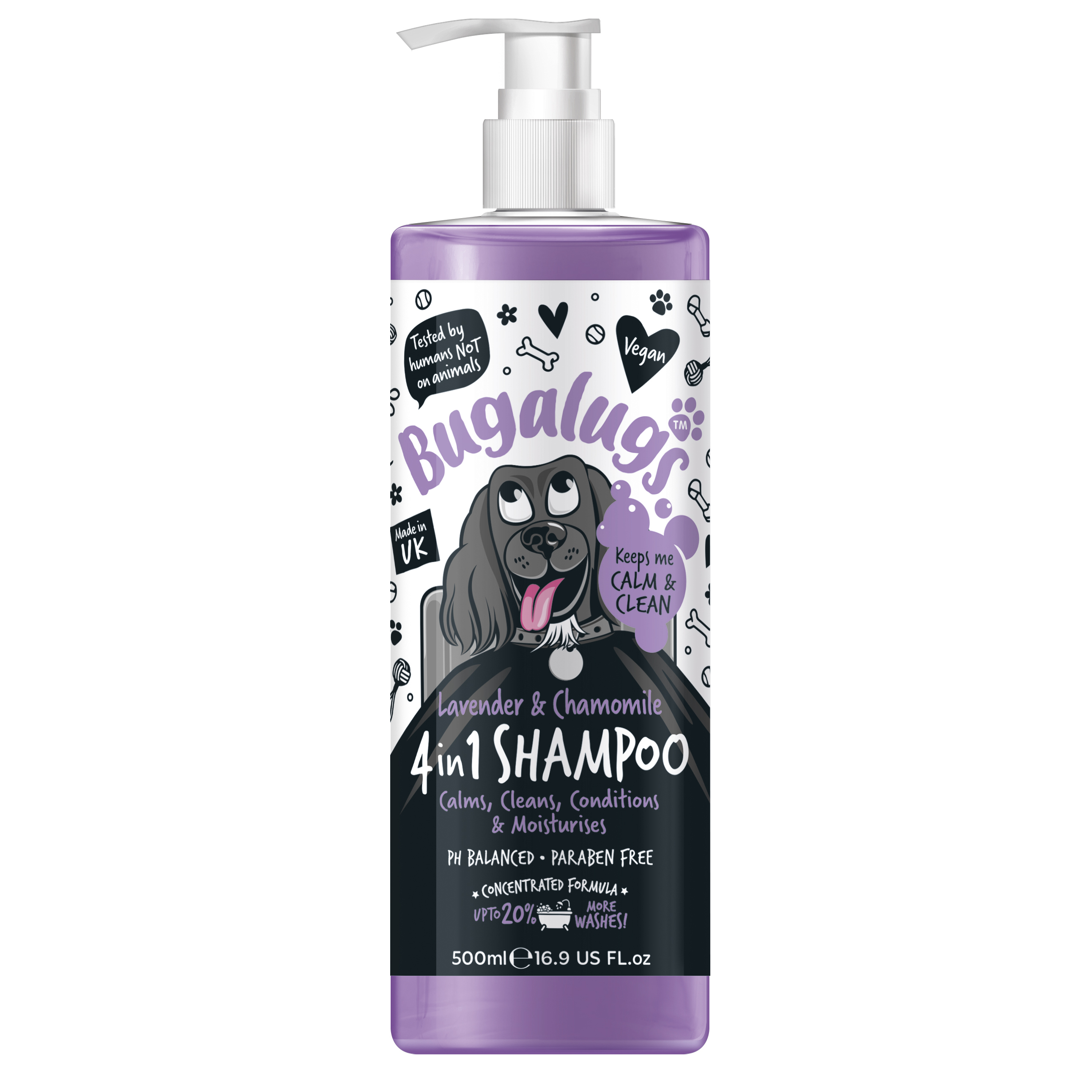 Bugalugs 4 IN 1 Dog Schampo Lavender & Chamomile 500 ml