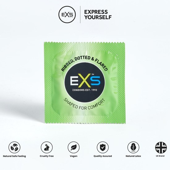 EXS Ribbed & Dotted Kondomer 12-pack