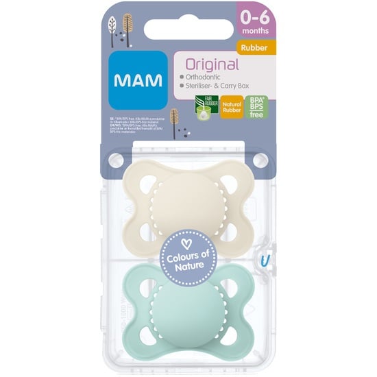 MAM Original Natural Rubber Neutral 0-6m 2-pack