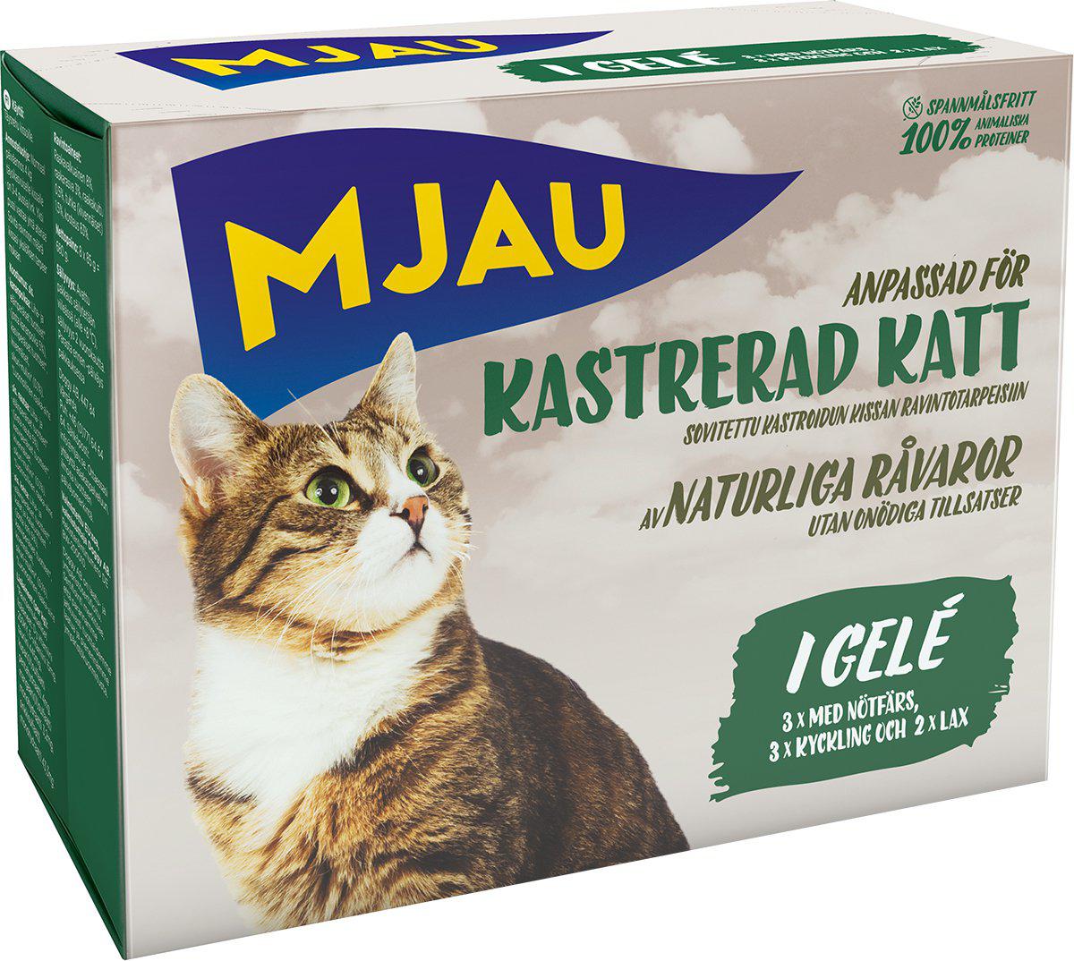 Mjau Pouch Multibox Kastrerad i Gelé 8 x 85 g
