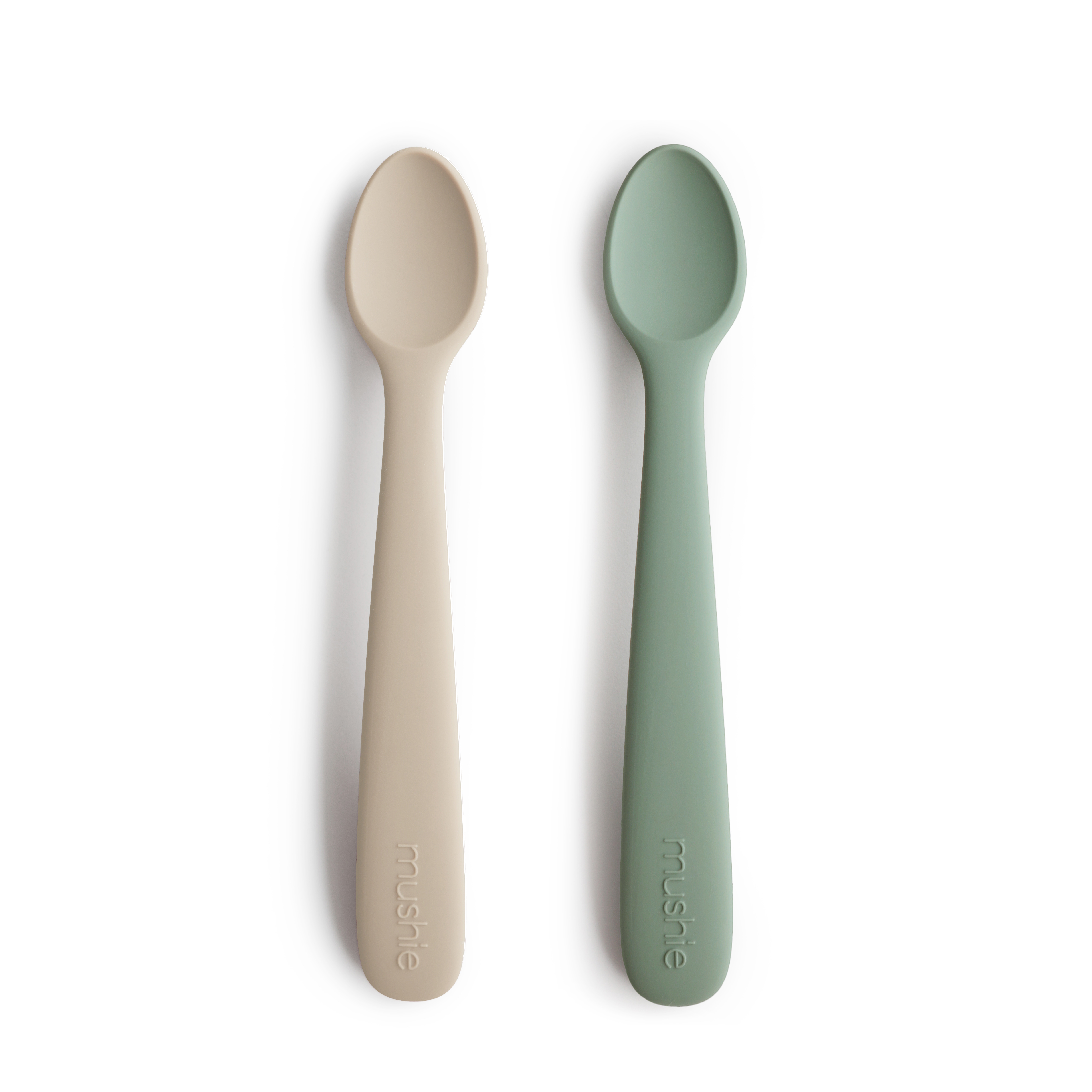 Mushie Matningsskedar Silikon Cambridge Blue/Shifting Sand 2-pack