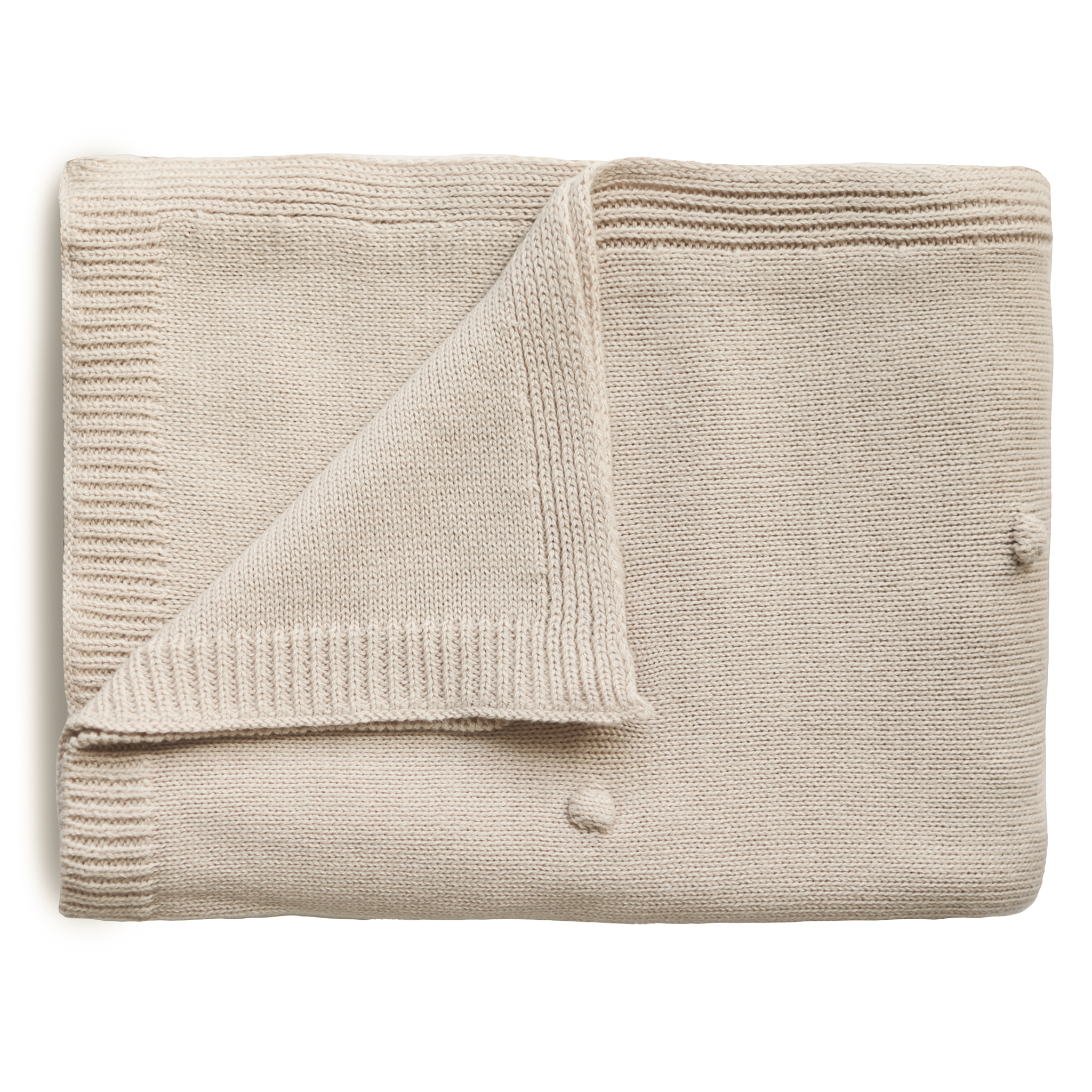Mushie Knitted Baby Blanket Textured Dots Off White Melange