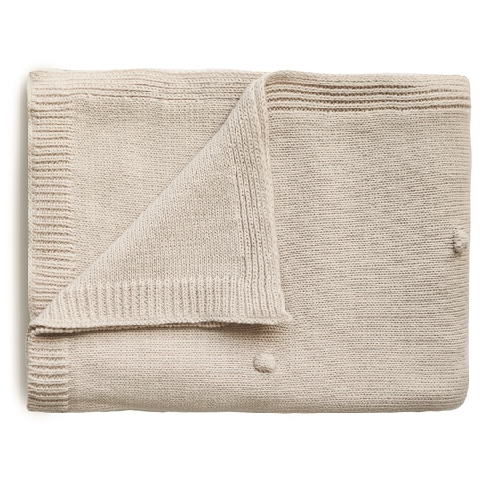Mushie Knitted Baby Blanket Textured Dots Off White Melange