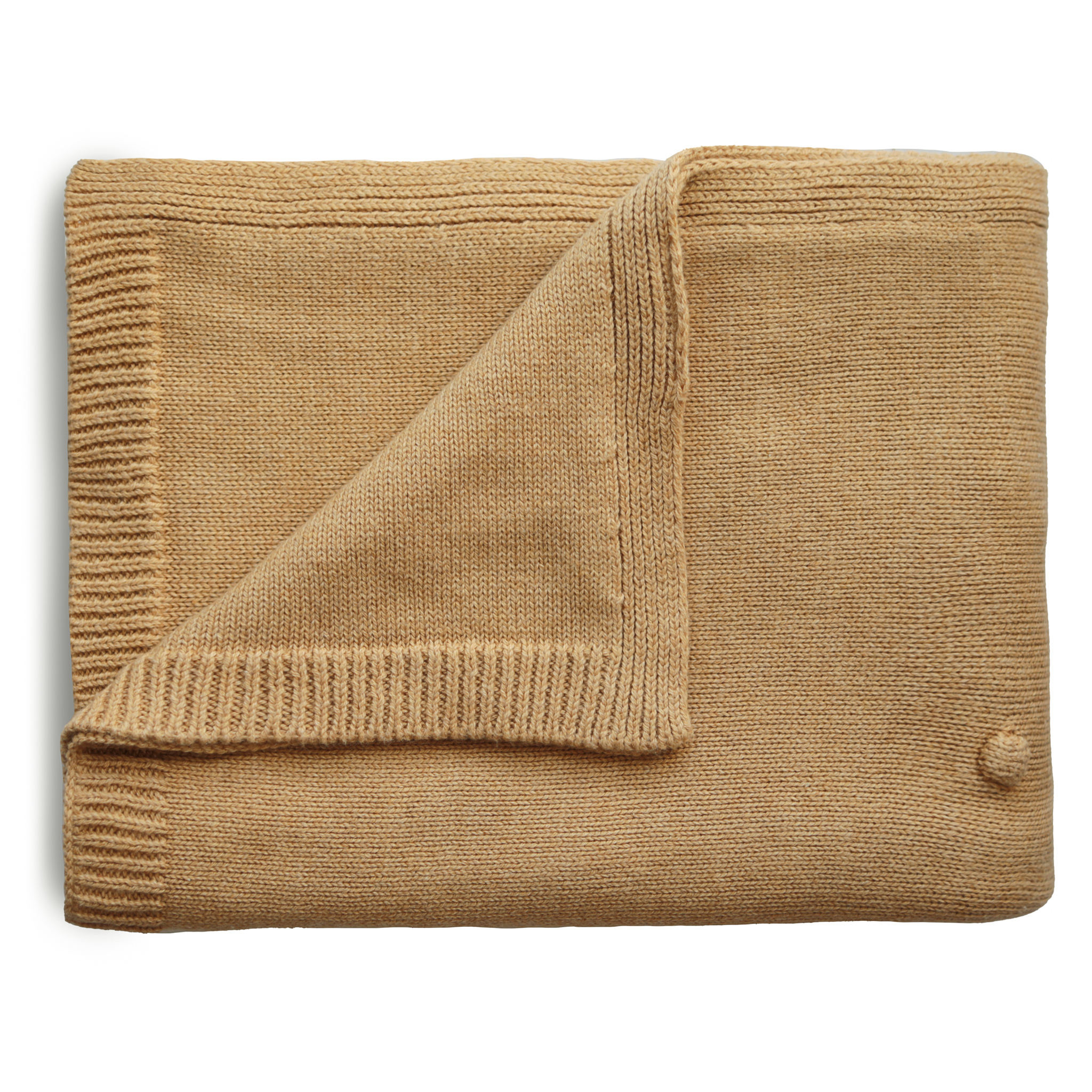 Mushie Knitted Baby Blanket Textured Dots Mustard Melange