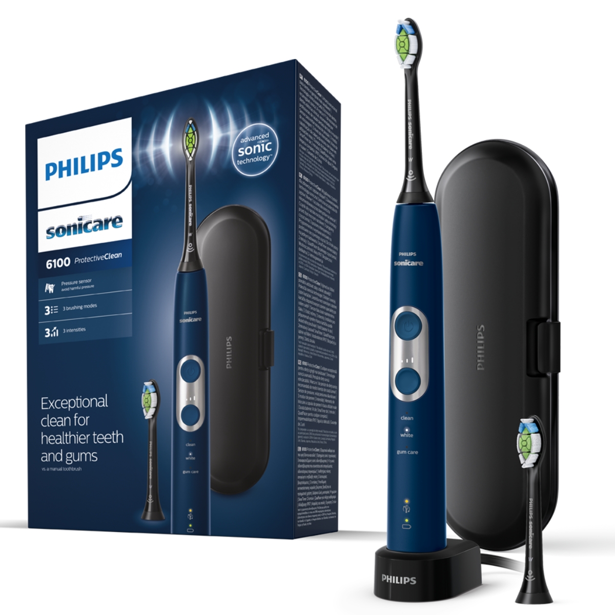 Philips Sonicare Protective Clean 6100 Eltandborste Mörkblå Inkl Resefodral