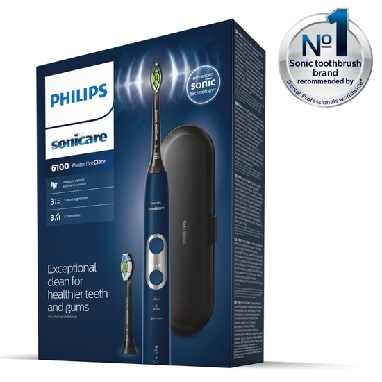 Philips Sonicare Protective Clean 6100 Eltandborste Mörkblå Inkl Resefodral