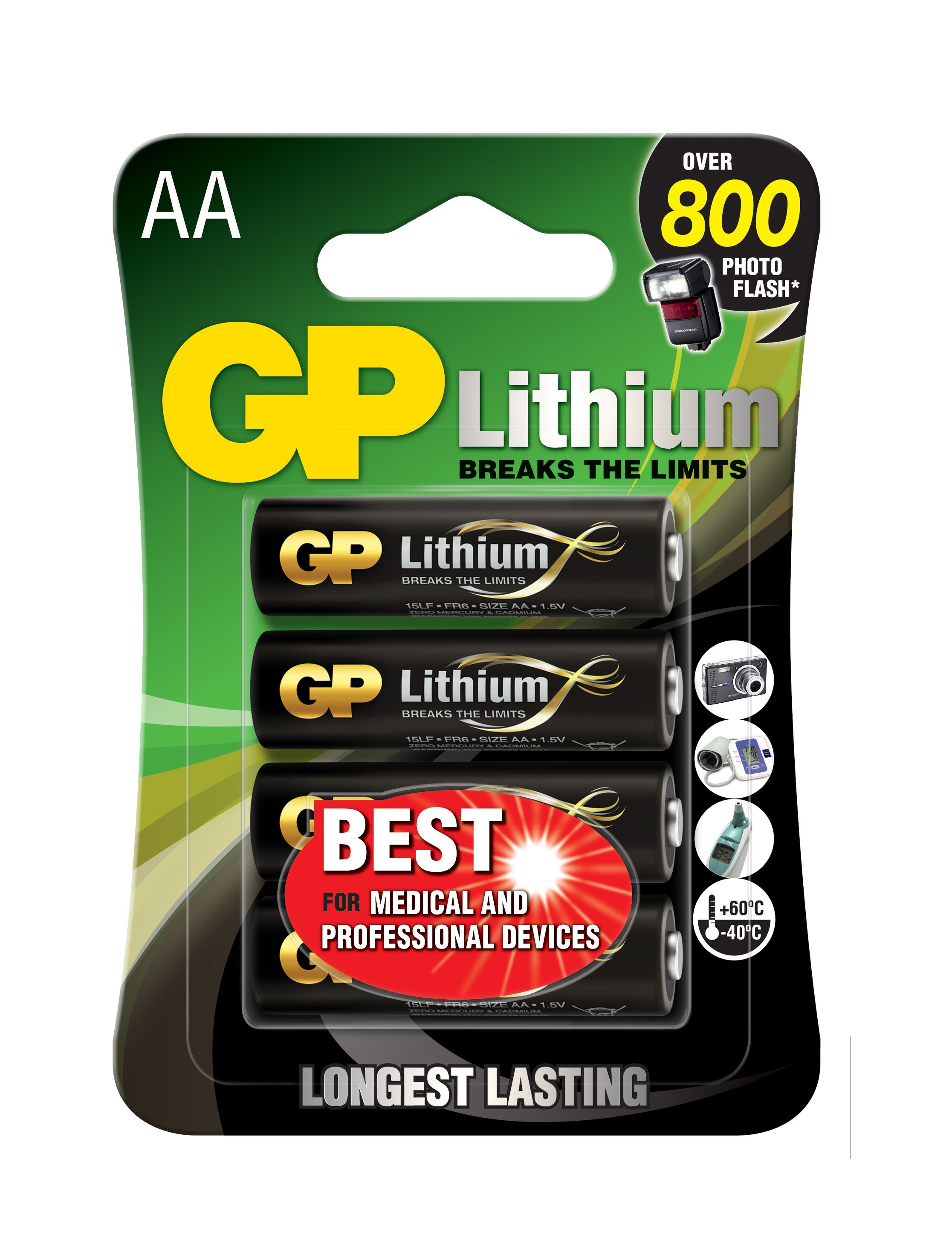 GP AA Litiumbatteri 1.5V, 15LF FR6 4-pack