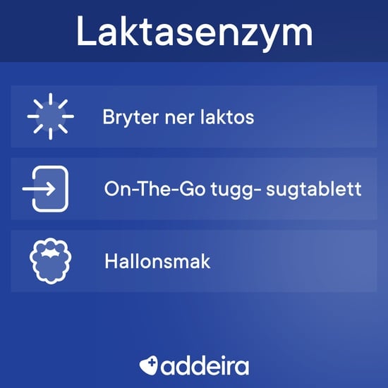 Addeira Laktasenzym vid Laktosintolerans Tuggtabletter 100 st