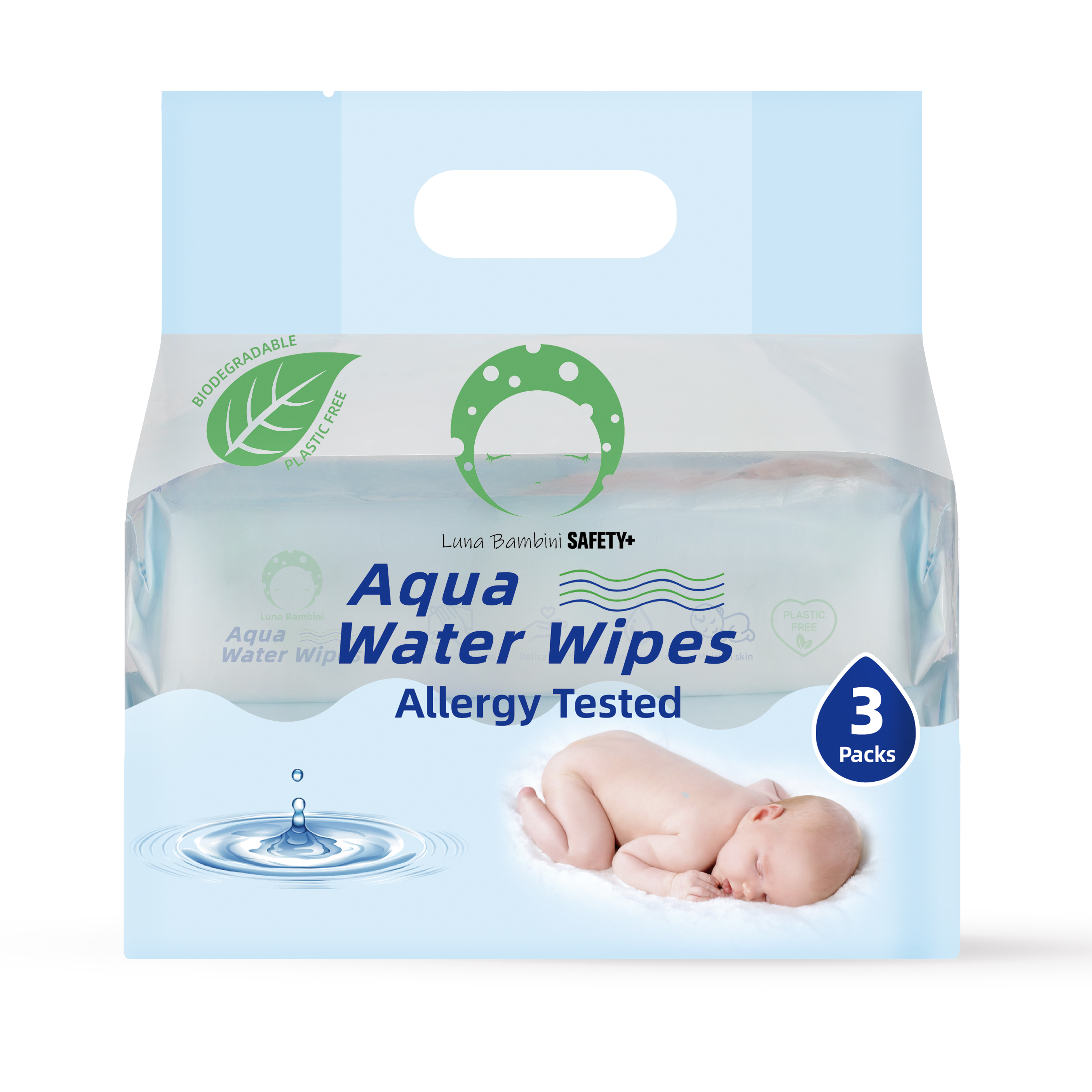 Luna Bambini Waterwipes 100 % Viscose 3x60-pack