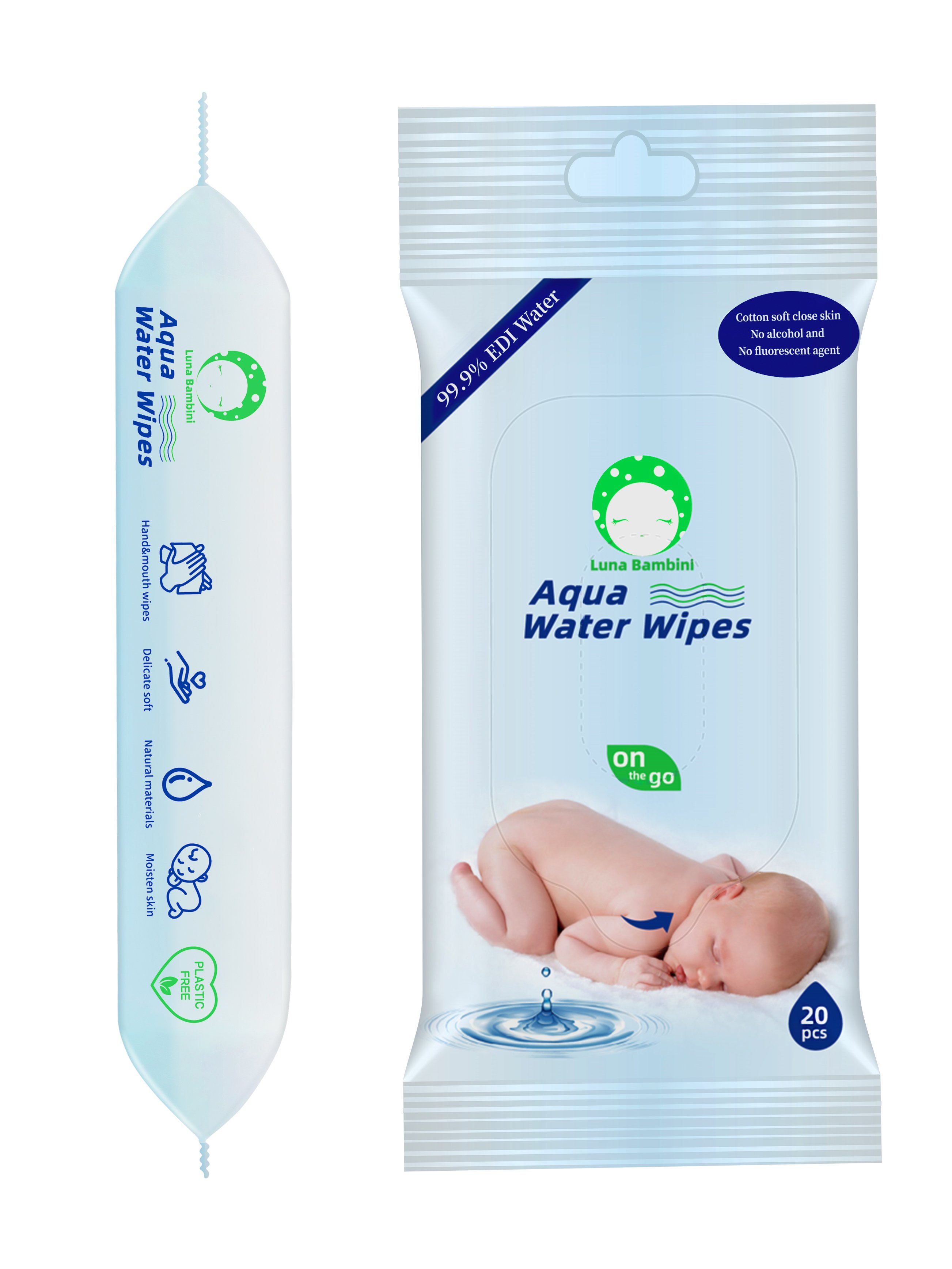 Luna Bambini Waterwipes 100% Viscose 20-pack