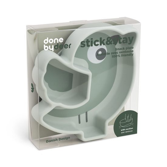Done by Deer Snacktallrik i Silikon Stick&Stay Birdee Green