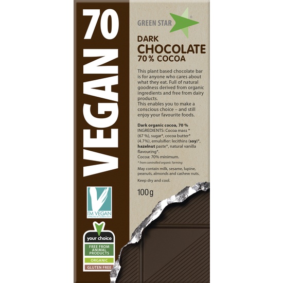Green Star Vegan Choklad 70% EKO 100 g