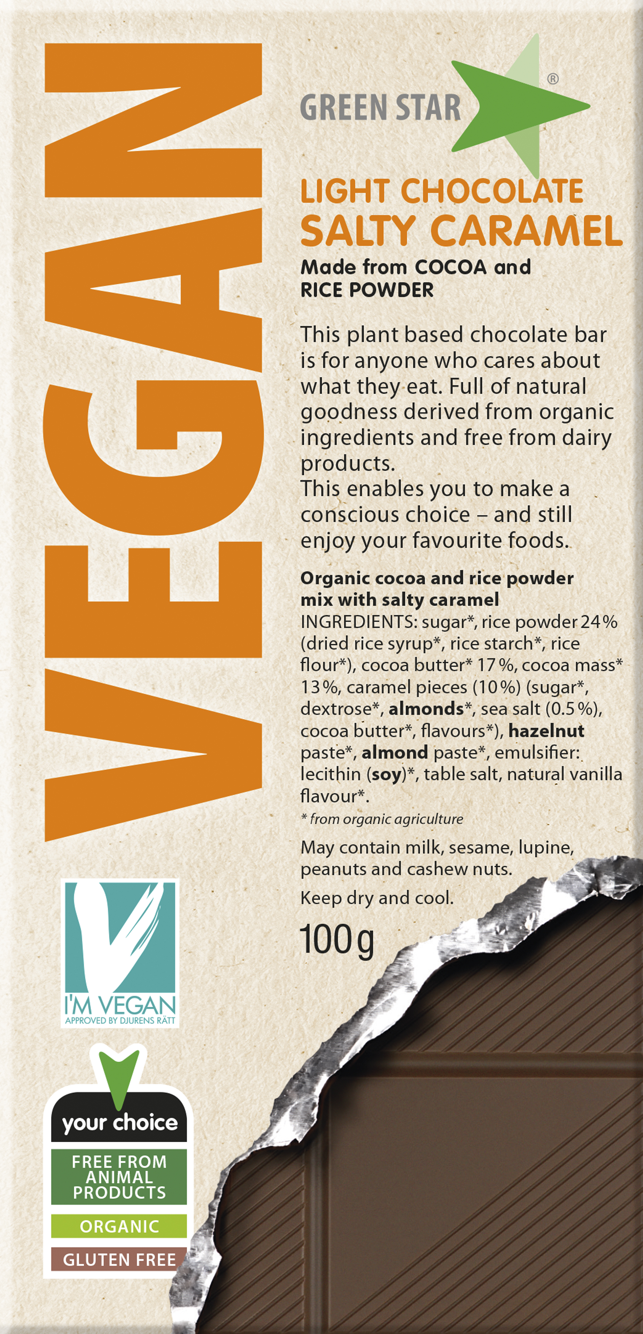 Green Star Vegan Choklad Salty Caramel EKO 100 g