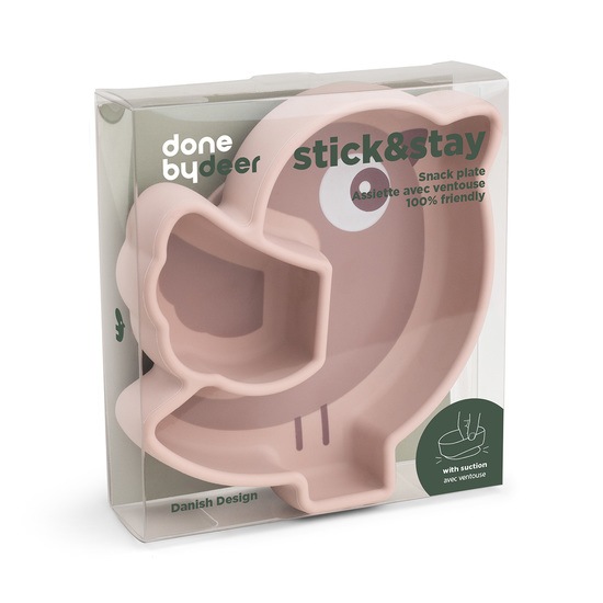Done by Deer Snacktallrik i Silikon Stick&Stay Birdee Powder