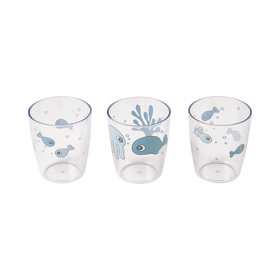 Done by Deer Yummy miniglas Sea friends Blue 3-pack