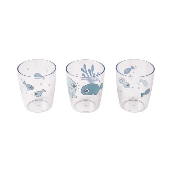 Done by Deer Yummy miniglas Sea friends Blue 3-pack