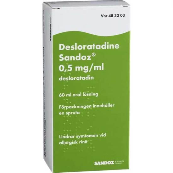 Desloratadine Sandoz 0,5 mg/ml 60 milliliter Oral lösning