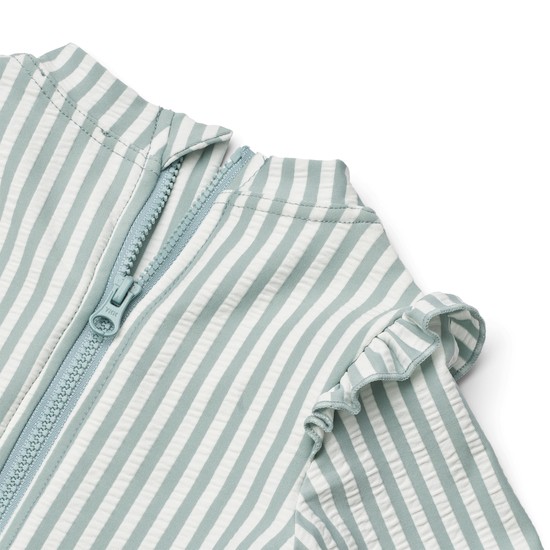 LIEWOOD Sille Baby Seersucker Baddräkt Y/D stripe Sea blue/white storlek 80 1 år