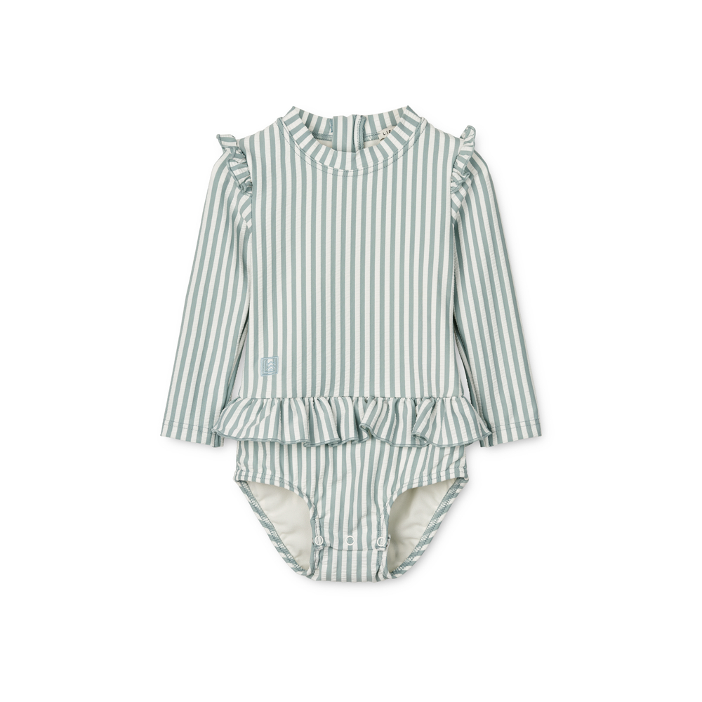 LIEWOOD Sille Baby Seersucker Baddräkt Y/D stripe Sea blue/white storlek 80 1 år
