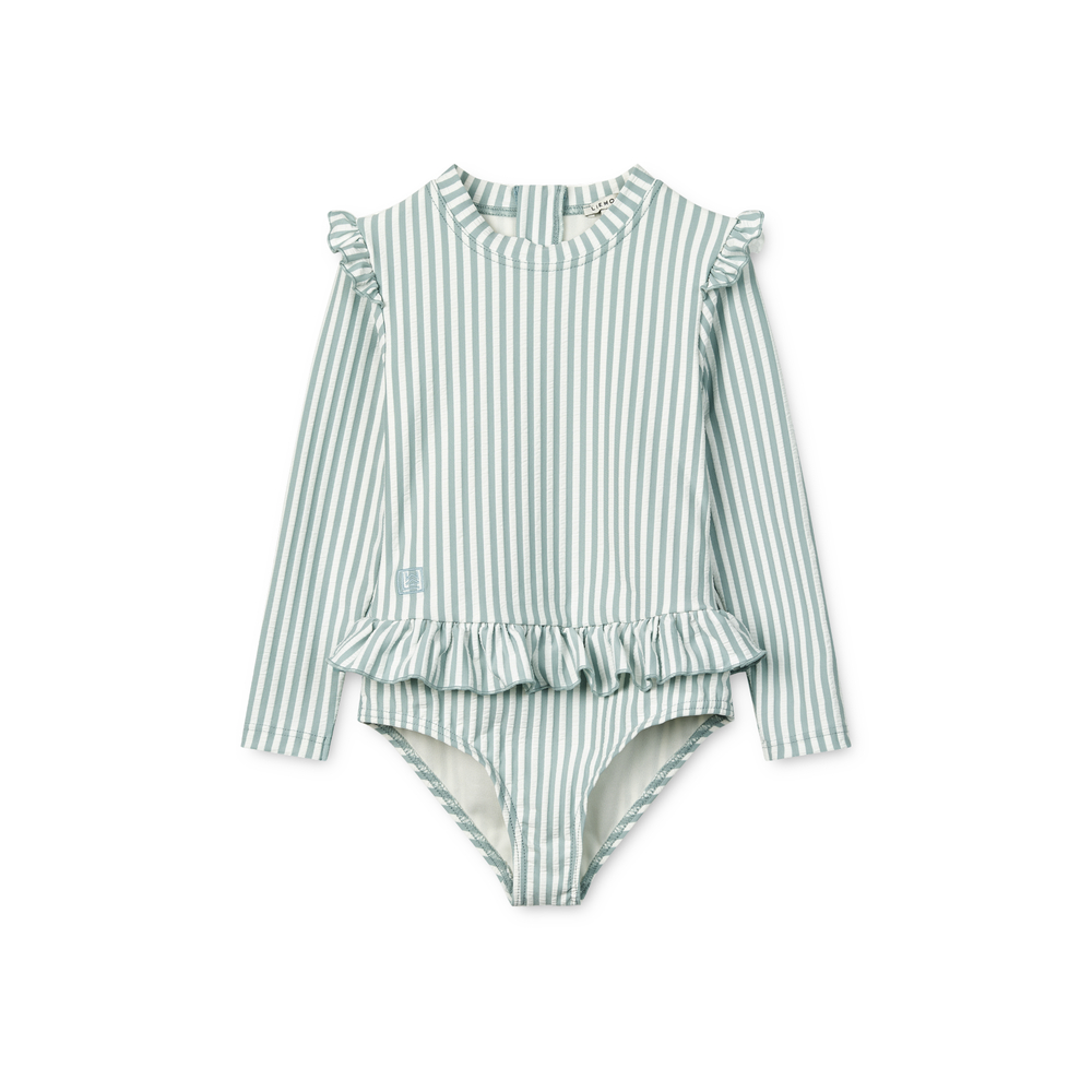 LIEWOOD Sille Seersucker Baddräkt Y/D stripe Sea blue/white storlek 104 4 år