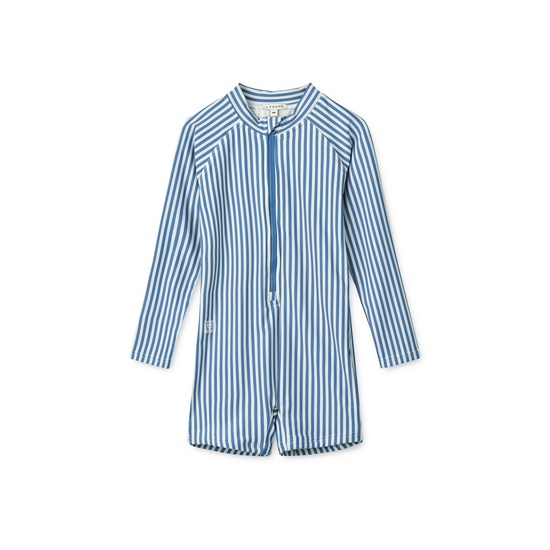 LIEWOOD Max Långärmad Baddräkt Y/D stripe Riverside/Creme de la creme storlek 86 1,5 år