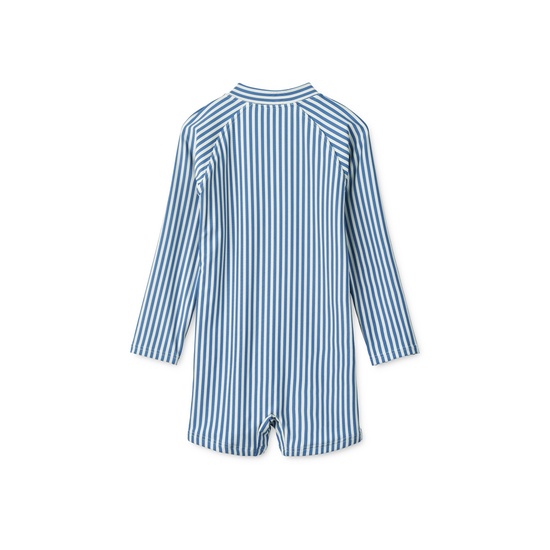 LIEWOOD Max Långärmad Baddräkt Y/D stripe Riverside/Creme de la creme storlek 86 1,5 år