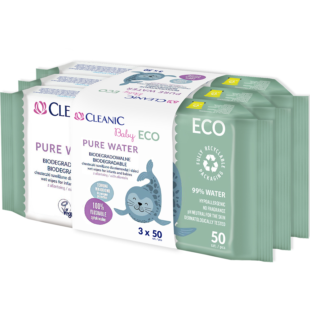 Cleanic Baby ECO Våtservetter Pure Water 3x50-pack