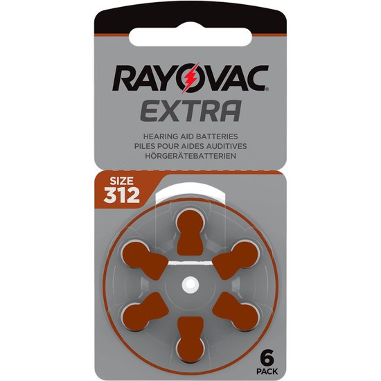 Rayovac Extra Hörapparatsbatterier 312 brun 6-pack