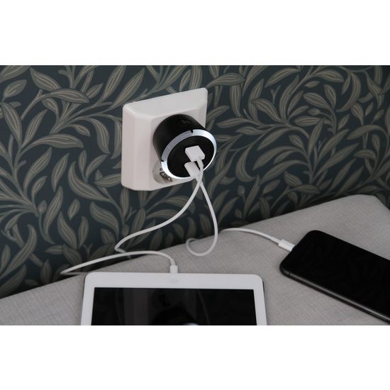 CAPiDi USB A+C  Säkerhetstimer 1-4 Timmar 17W Svart