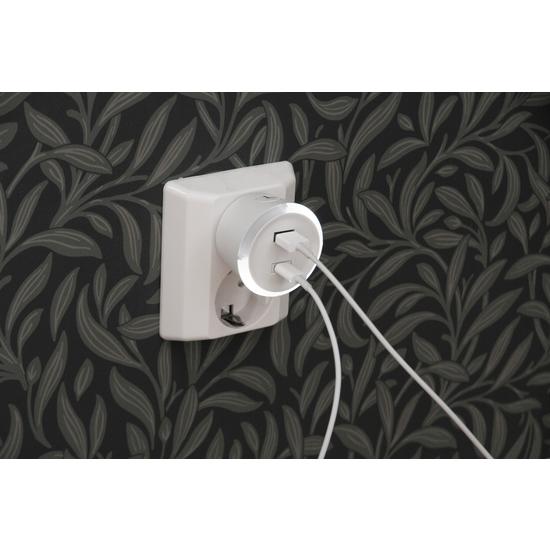 CAPiDi USB A+C  Säkerhetstimer 1-4 Timmar 17W Vit