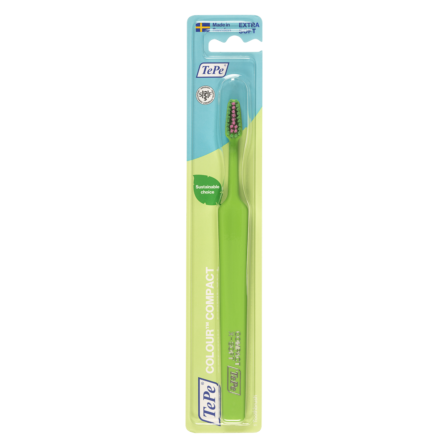 TePe Colour Compact Extra Soft Tandborste Grön 1 st