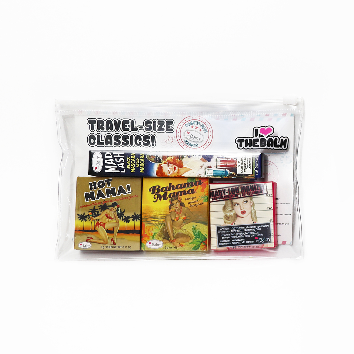 theBalm 4pc Travel Set with Cosmetics Bag