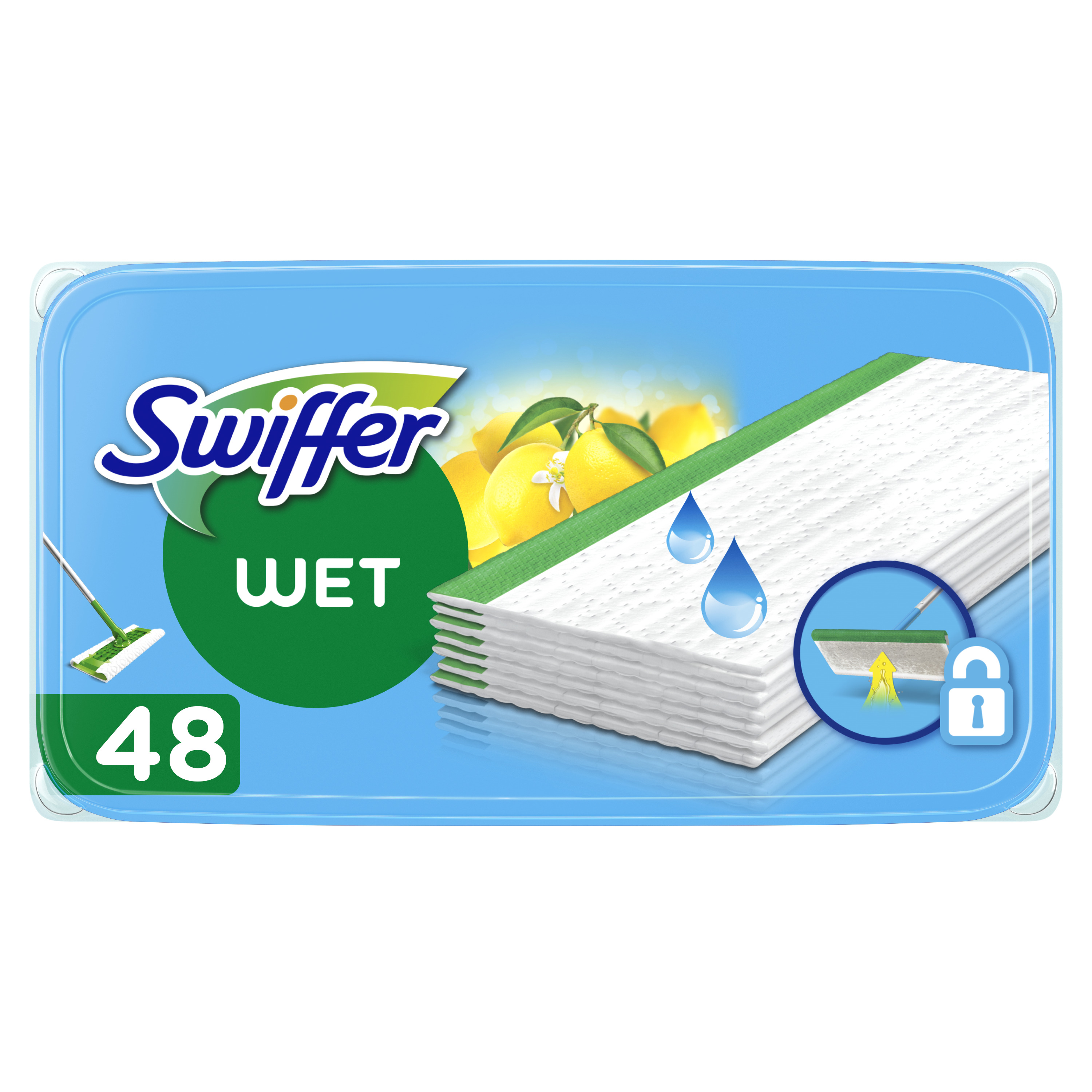 Swiffer Sweeper Fuktiga Refilldukar För Golv Med Lemon Doft 2 x 24 st