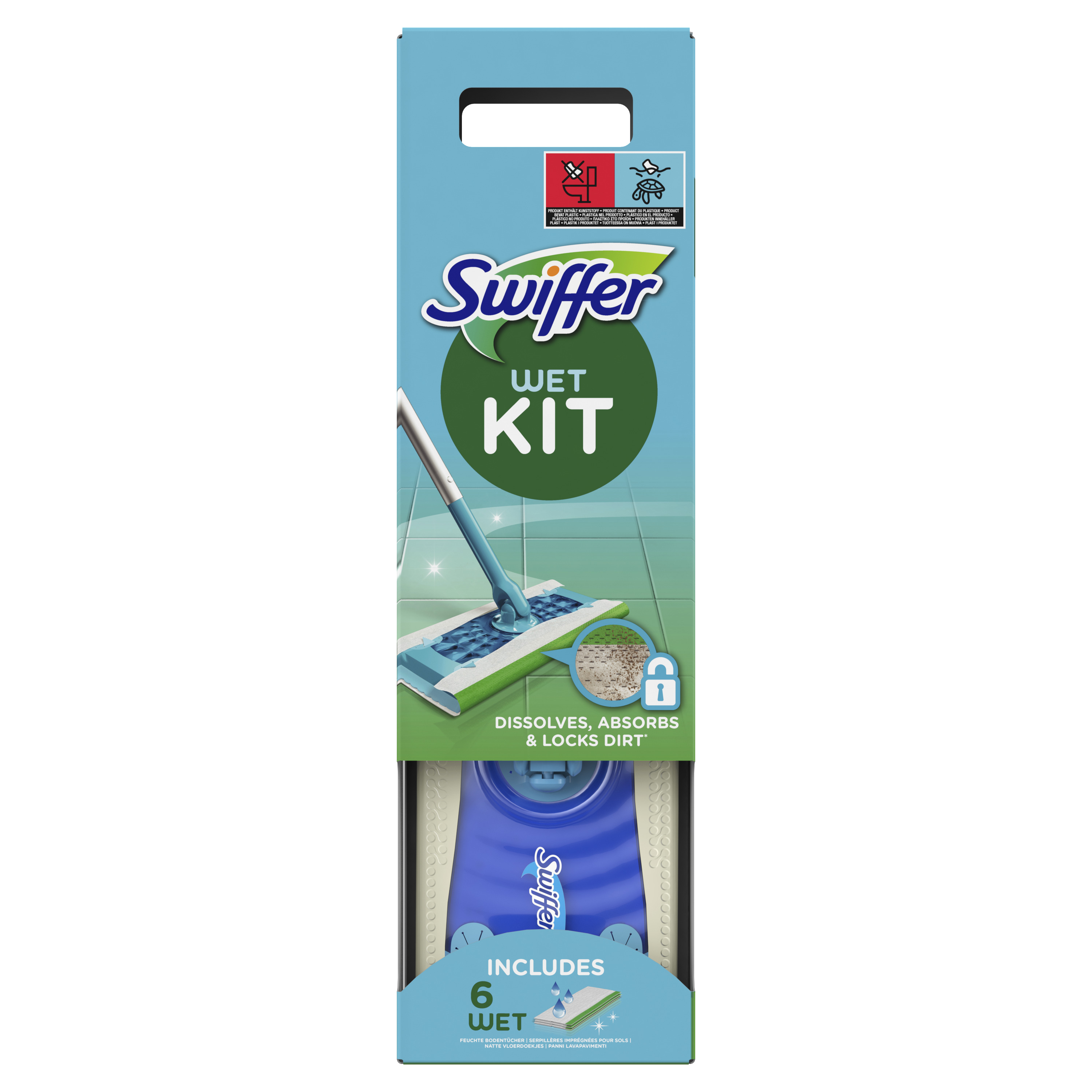 Swiffer Sweeper Startkit Mopp & Fuktiga Refilldukar 6-pack