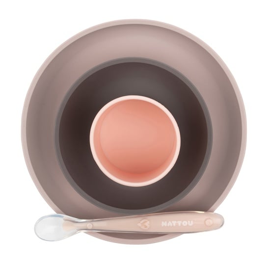 Nattou Soft Silicone Matset 4 delar Rosa/Aubergine