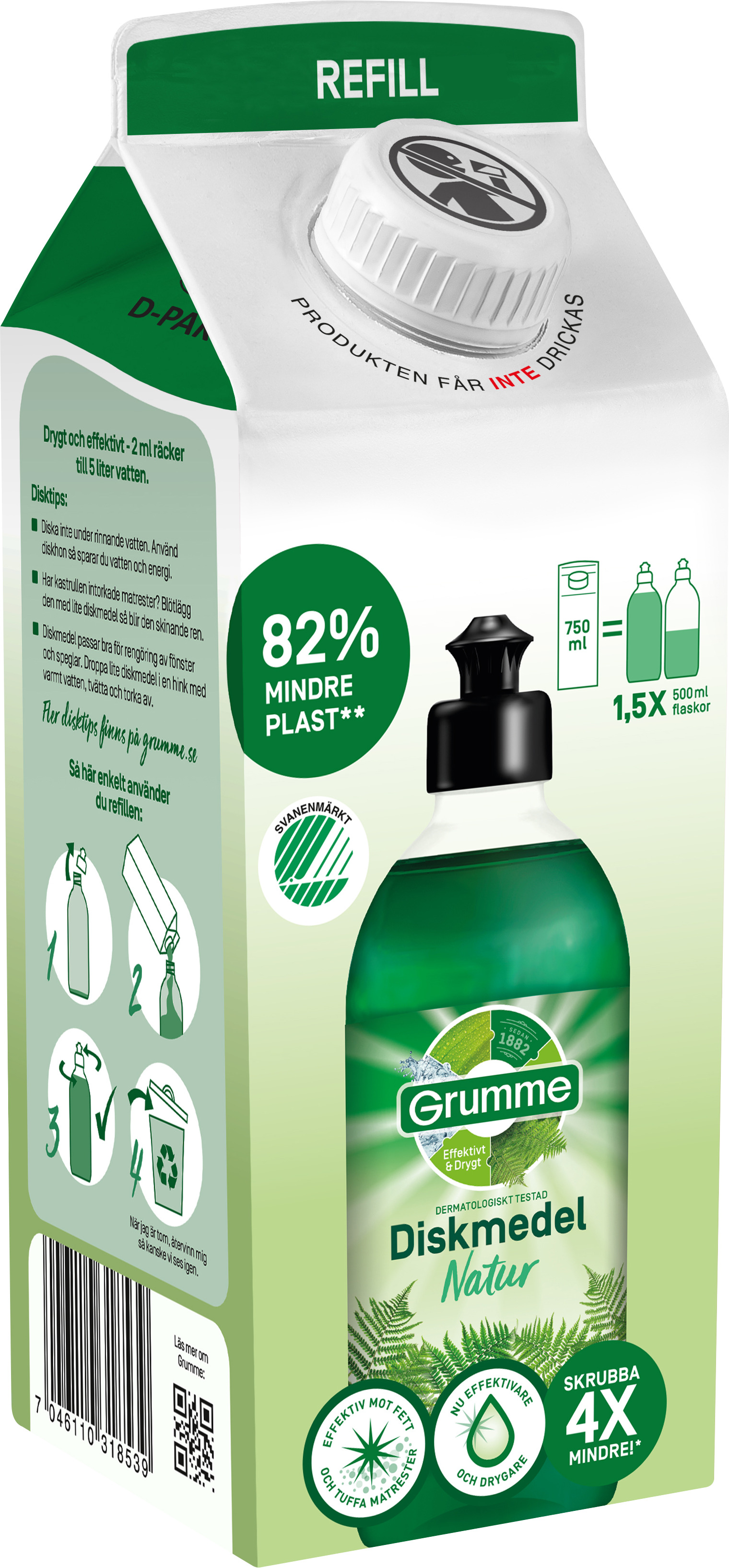 Grumme Handdiskmedel Natur Refill 750 ml
