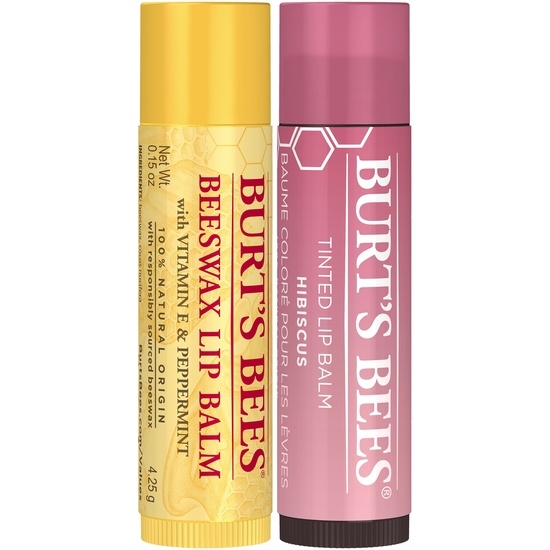 Burt's Bees Beeswax Lip Balm & Hibiscus Tinted Lip Balm Gift Set