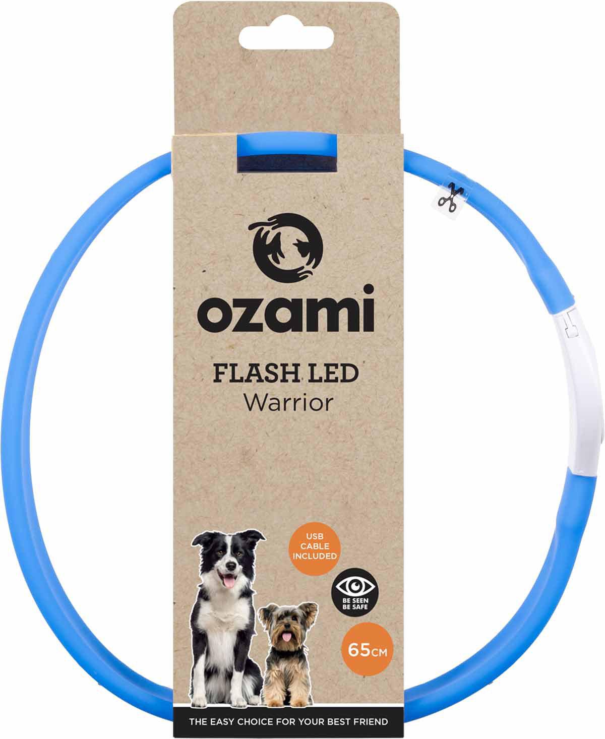 Ozami Halsband Flash Warrior LED Blå 65 cm