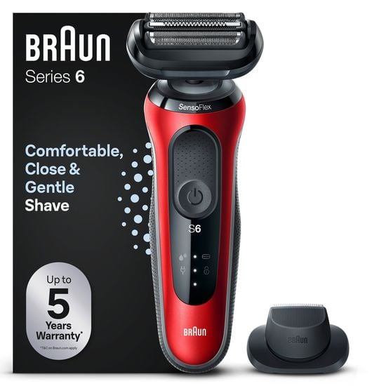 Braun Series 6 61-R1200s Rakapparat med Precisionstrimmer Röd