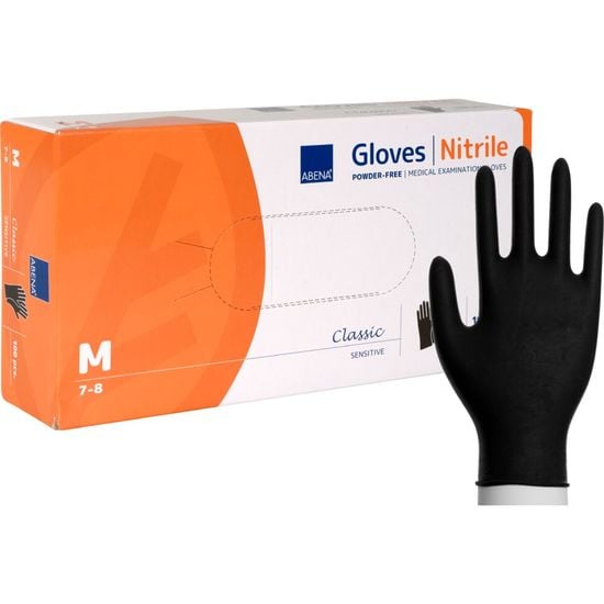 ABENA Nitrilhandske Puderfri Svart M 100-pack