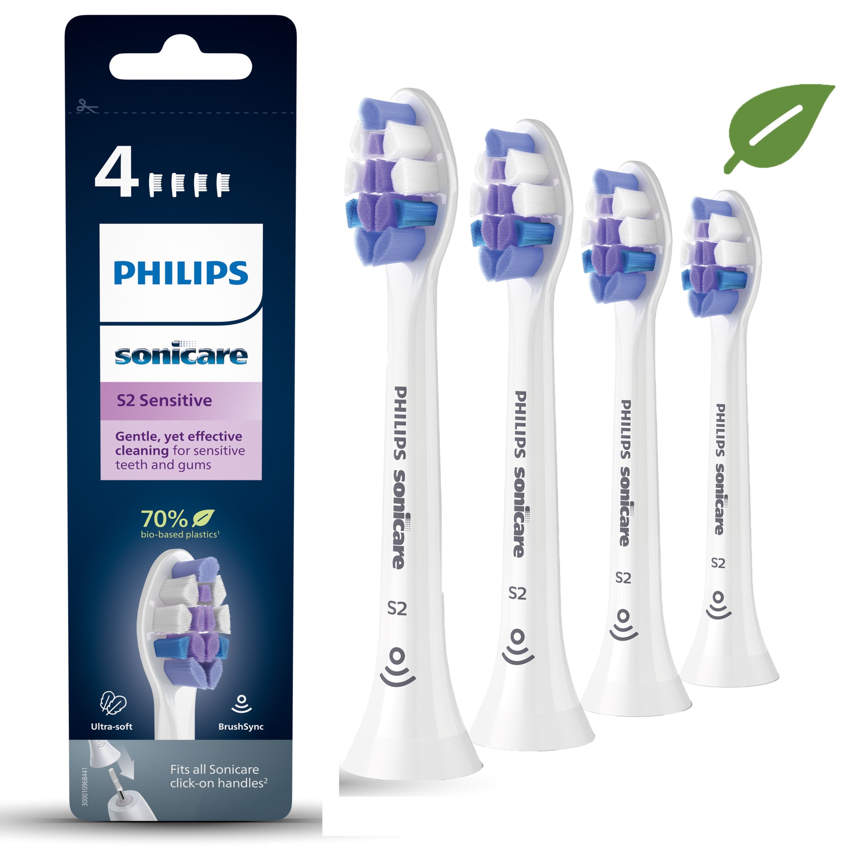 Philips Sonicare Tandborsthuvuden Refill 4-pack S2 Vit Sensitive