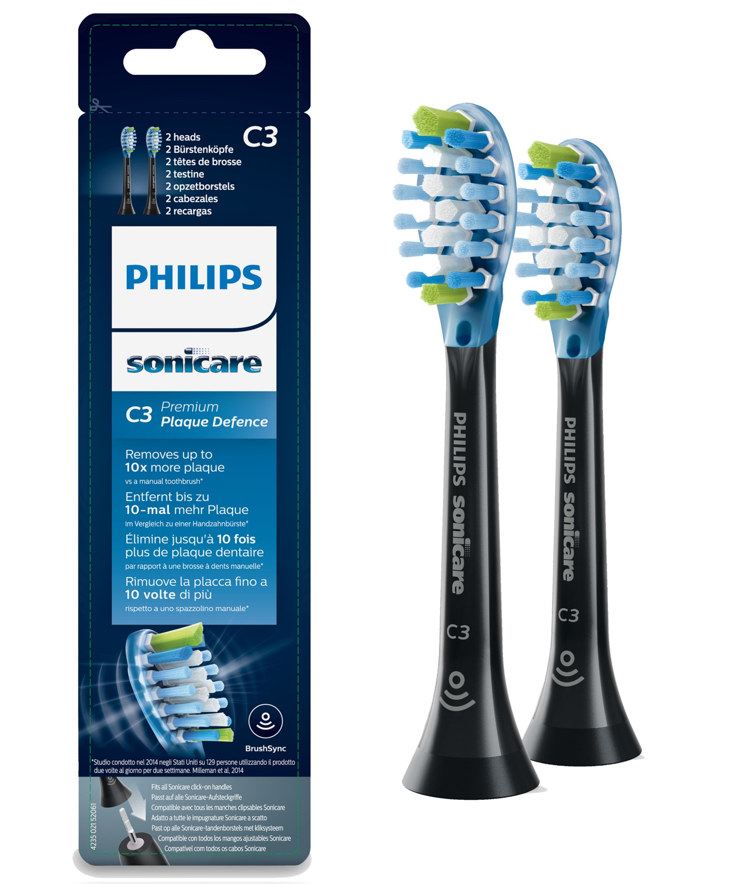 Philips Sonicare Tandborsthuvuden Refill 2-pack Svart Premium Plaque Defense