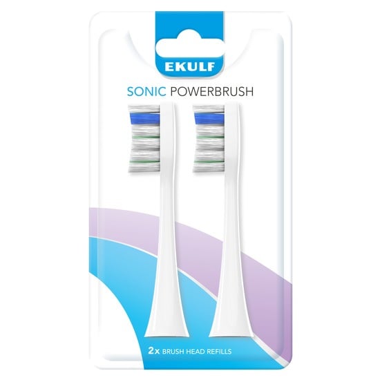 EKULF Sonic PowerBrush Tandborsthuvuden Vit Refill 2 st