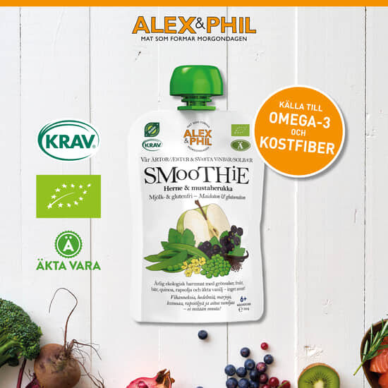 Alex&Phil Smoothie med gröna ärtor & svarta vinbär 5 x 100 g