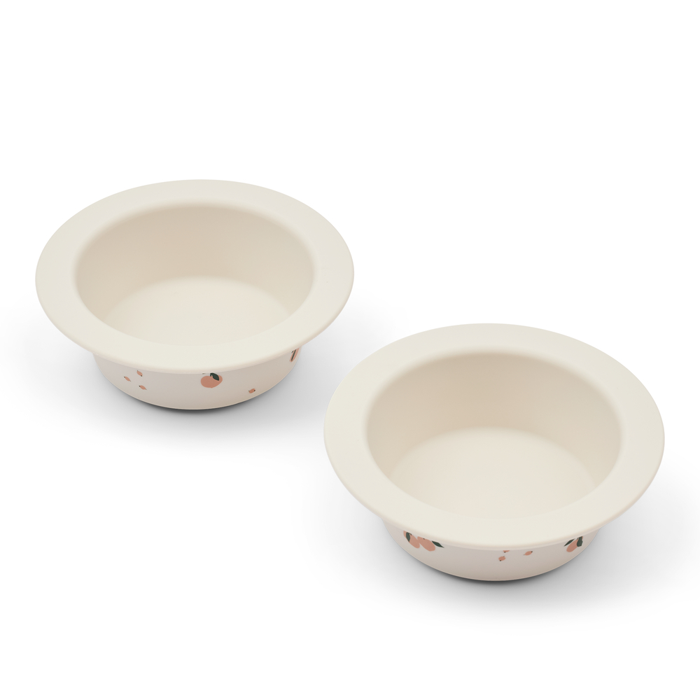 LIEWOOD Peony Skål med Sugfunktion Peach/Sea shell 2-pack