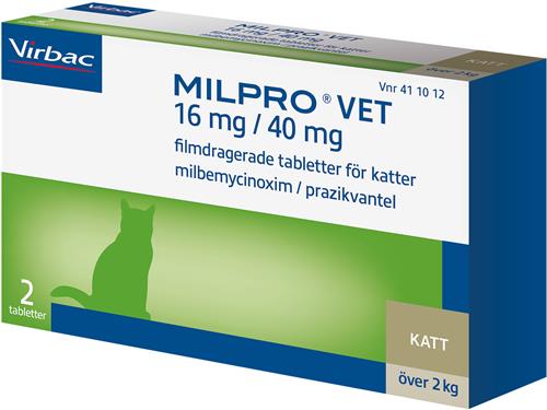 Milpro Vet 16 mg/40 mg Filmdragerade Tabletter för Katter 2 st
